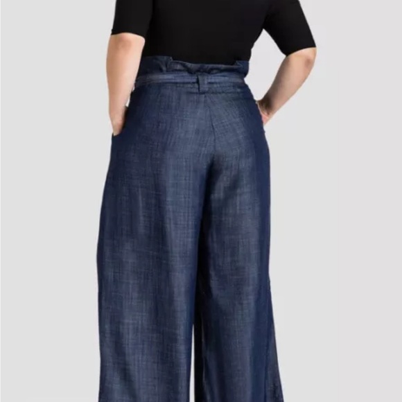 Standards and Practices Tencel Denim Cropped Wide Leg Pants with Belt Blue 22 - Picture 4 of 16